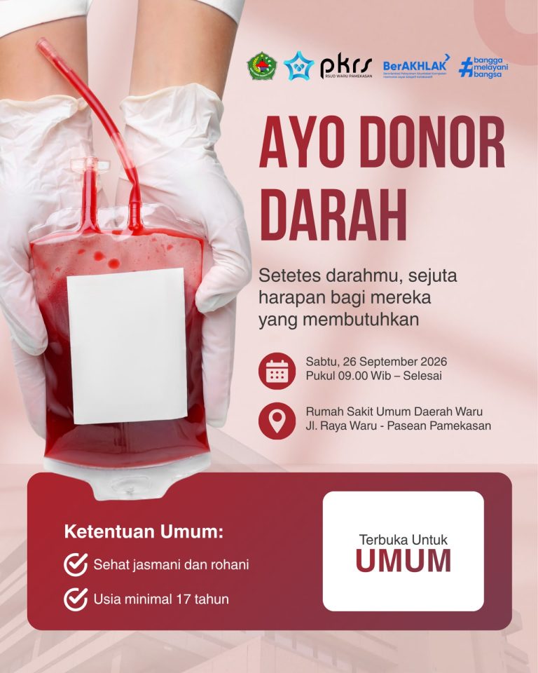 Wujud Kepedulian Sesama, RSUD Waru Pamekasan Gandeng PMI Gelar Aksi Donor Darah